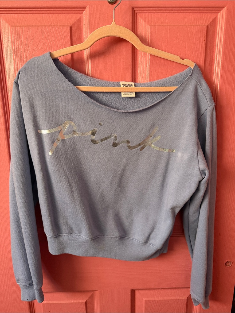 PINK Victoria's Secret Lilac Cropped Sweatshirt with Metallic Logo